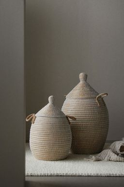 H&M - Beige Large Lidded Storage Basket