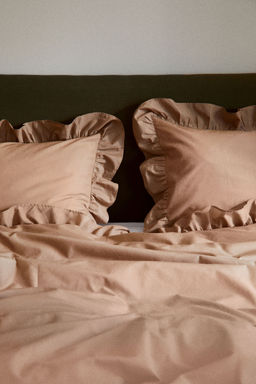 H&M - Brown Flounced Double/King Duvet Cover Set