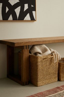 H&M - Beige Large Straw Storage Basket