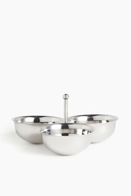 H&M - Silver Stainless Steel Triple Serving Bowl