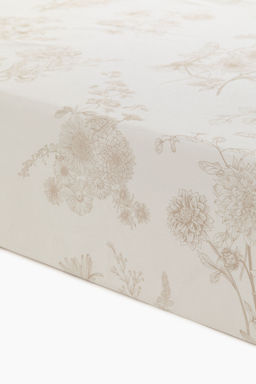 H&M - Beige Patterned Satin Fitted Sheet