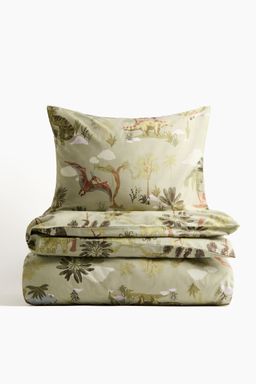 H&M - Green Patterned Single Duvet Cover Set