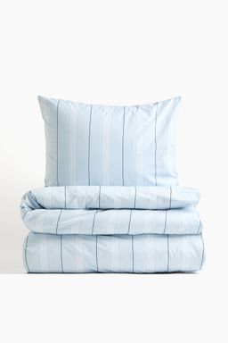 H&M - Blue Cotton Percale Single Duvet Cover Set