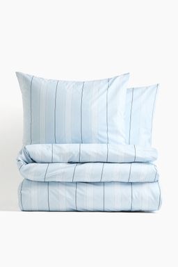 H&M - Blue Cotton Percale Double/King Duvet Cover Set