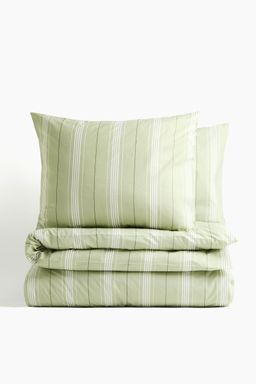 H&M - Green Cotton Percale Double/King Duvet Cover Set