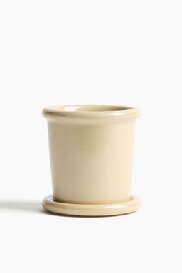 H&M - Yellow Extra-Small Stoneware Plant Pot With Saucer
