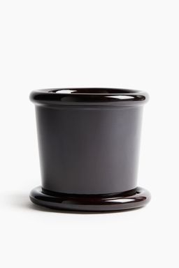 H&M - Brown Stoneware Plant Pot With Saucer