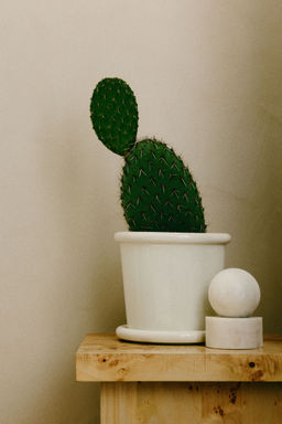 H&M - White Large Stoneware Plant Pot With Saucer