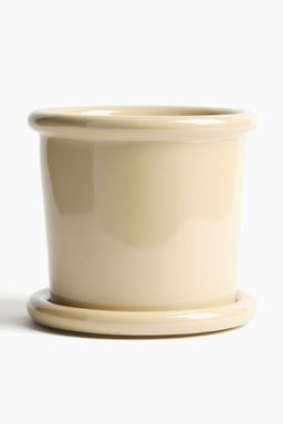 H&M - Yellow Large Stoneware Plant Pot With Saucer