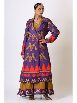 UDD DESIGN - Prateeti Purple Trench Printed Coat
