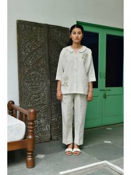 Raas By Ekta - White Shadows Of Petals Co-Ord Set