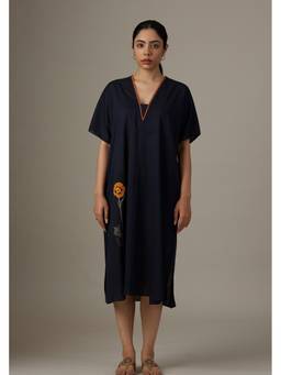 Raas By Ekta - Navy Blue Blooming Flower Dress