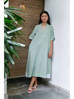 Raas By Ekta - Green Dew Becomes A Pause Midi Dress