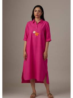 Raas By Ekta - Pink Floral Magic Khadi Dress