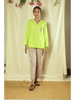 Raas By Ekta - Boho Neon Green Shirt With Pant