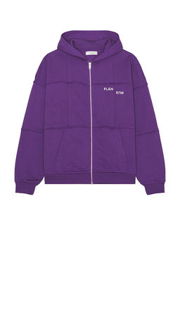 FLANEUR - Cut And Sew Zip-up Hoodie