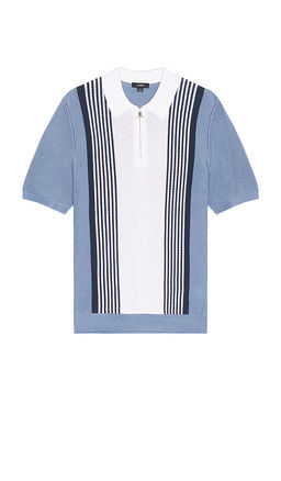 Reiss - Berlin Half Zip Stripe Colourblock Textured Polo