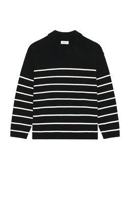SATURDAYS NYC - Mole Yarn Stripe Skipper Knit Polo