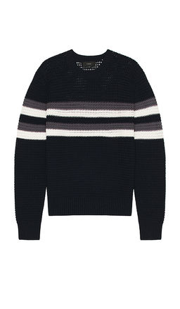 Vince - Crochet Chest Stripe Crewneck Sweater
