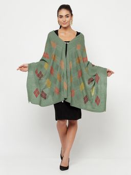 KnitStudio - Green Tribal Casual Stripes Knitted Shawl
