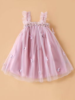 Hopscotch - Butterfly Applique Ruffled Party Dress