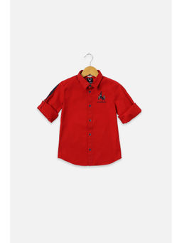 Allen Solly Junior - Boys Red Blended Fabric Solid Shirt