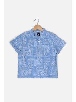 Allen Solly Junior - Boys Blue Cotton Paisley Shirt