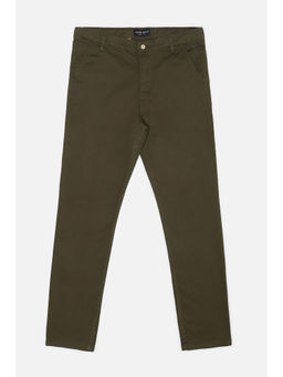 Allen Solly Junior - Boys Olive Cotton Solid Trousers