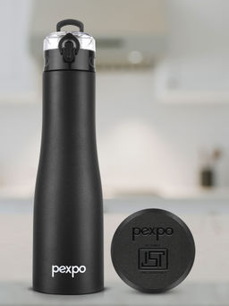 Pexpo - Monaco Knight Black Stainless Steel Fridge Bottle/Sipper - 1000ml