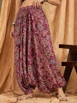 InWeave - Maroon Big Jaal Cowl Harem Pant