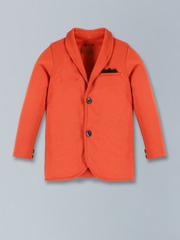 3PIN - Boys Solid Orange Single Breasted Festive Blazer