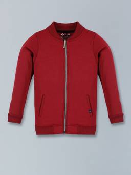 3PIN - Boys Solid Burgundy Full Sleeve Zipper Closure Jacket