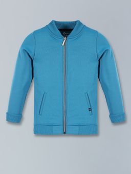 3PIN - Boys Solid Blue Full Sleeve Zipper Closure Jacket