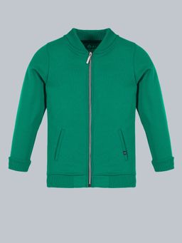 3PIN - Boys Solid Green Full Sleeve Zipper Closure Jacket