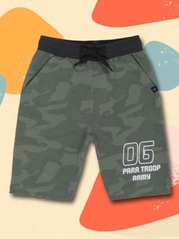 3PIN - Boys Cotton Olive Printed Shorts