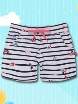 3PIN - Girls Cotton White Striped Shorts