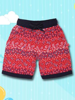 3PIN - Girls Cotton Red Floral Print Shorts
