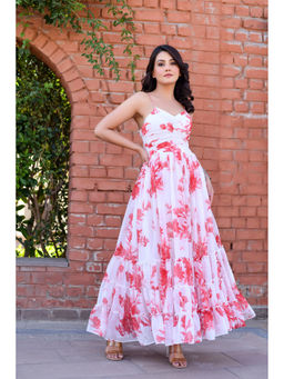 Anastay Clothing - White & Red Floral Maxi Dress