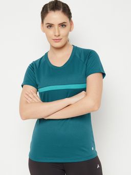Athlisis - Women Teal Short-sleeve Lightweight Quick Dry Running Fitness Sports T-shirts