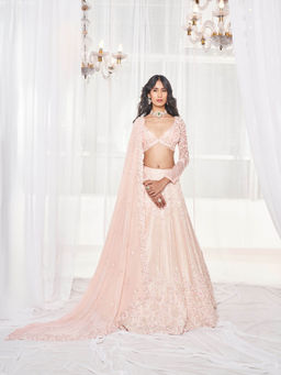 DISHA MUCHHALA - Light Pink Bridal Lehenga with Blouse and Dupatta (Set of 3)