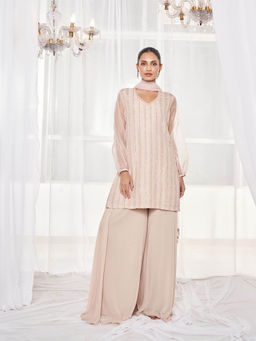 DISHA MUCHHALA - Pink Kurta with Sharara and Dupatta (Set of 3)