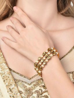 Zaveri Pearls - Gold Tone Stones & Crystal Beads Traditional Bracelet-ZPFK14744
