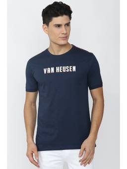 Van Heusen - Men Navy Graphic Print Crew Neck T-Shirt