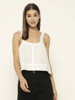 SHEWEST - Women White Solid Regular Fit Crop Top