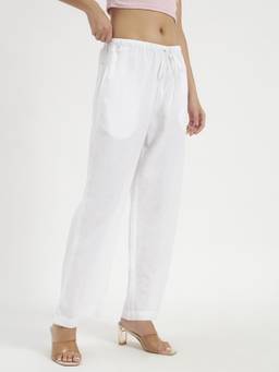SHEWEST - Women'S White Linen-Blend Look Pant