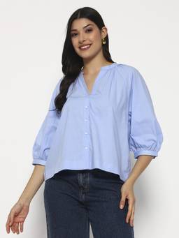 SHEWEST - Women Blue Regular Fit Top
