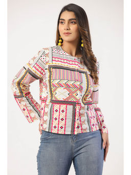 STIL-O-STITCH - White Cotton Printed Top