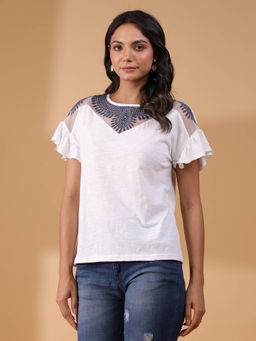 STIL-O-STITCH - White Embroidered Top