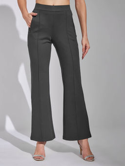 Latin Quarters - Women's Mauve Casual Solid High Rise Trouser