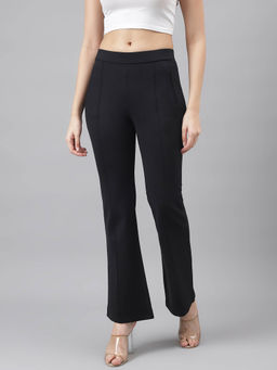 Latin Quarters - Women's Black Casual Solid High Rise Trouser